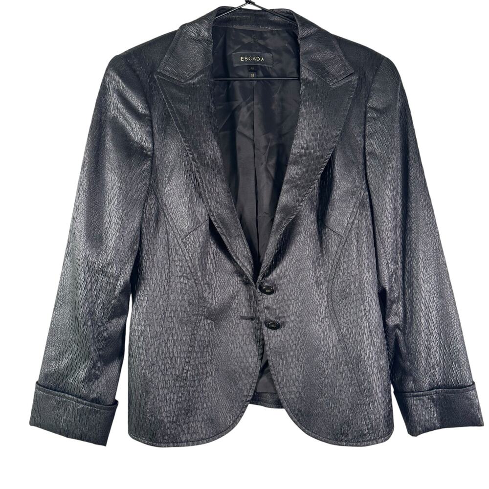 ESCADA Black Textured Snake Pattern Blazer Single Breasted Suit Jacket 40 US 10
